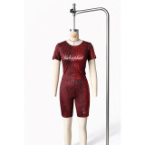 SC Snake Print Short Sleeve Two Piece Shorts Set FOSF-8851