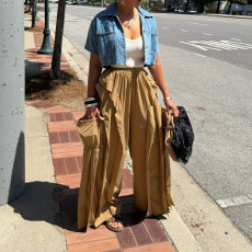 SC Solid Color Patchwork Wide Leg Pants AIL-350