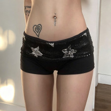 SC Star-shaped Sequins Denim Shorts GPKJ-MR49349
