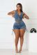 SC Fashion Denim Sleeveless Two Piece Shorts Set NYF-8210