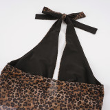 SC Leopard Print Halterneck Tops Short 2 Piece Set GPKJ-MR48849
