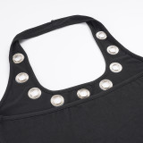 SC U Neck Hollow Out Mini Dress GPKJ-MR49211
