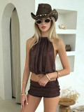 SC Sexy Loose Backless Two Piece Short Set SHD-9986