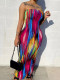 SC Print Slim Wrap Chest Maxi Dress BMF-HY009