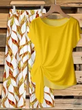 SC O Neck Print Loose Two Piece Pants Set GSRX-872