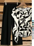 SC O Neck Print Loose Two Piece Pants Set GSRX-872