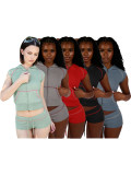 SC Short Sleeve Hooded Top Two Piece Shorts Set CH-26021
