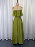 SC Solid Color Backless Sling Top Long Skirt Set GWDS-260319