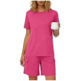 SC Solid Color Short Sleeve Shorts Loose 2 Piece Set GYZY-9031