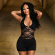 SC Sexy U Neck Lace See Through Two Piece Shorts Set MXBF-J26ST192