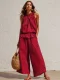 SC Solid Color Sleeveless Two Piece Pants Set GRNH-28896