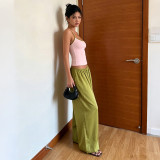 SC Solid Color Sling Tank Top Loose Pants 2 Piece Set GZJQ-K6S09873A