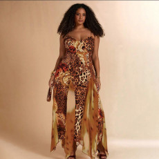 SC Mesh Patchwork Print Sling Maxi Dress GZJQ-K6D07210A