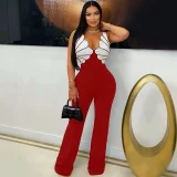 SC V Neck Sleeveless Casual Jumpsuit CYA-901595