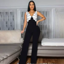 SC V Neck Sleeveless Casual Jumpsuit CYA-901595
