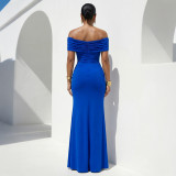 SC One Shoulder Solid Color Split Maxi Dress CYA-902371