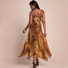 SC Mesh Patchwork Print Sling Maxi Dress GZJQ-K6D07210A
