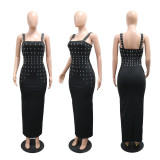 SC Hot Drill Solid Color Sling Maxi Dress CYA-902264