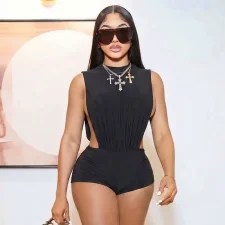 SC Solid Color Sleeveless Romper GDSF-J26RP174
