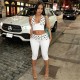 SC Polka Dot Print Halterneck Two Piece Pants Set XEF-K6S08461A