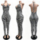 SC Print Halterneck Tie Up Backless Jumpsuit CM-60525