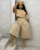SC Solid Color Ruched Wide Leg Pant LSD-2849