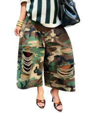 SC Camouflage Print Loose Holes Jeans ORY-5279