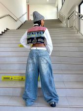 SC Graffiti-Printed Washed Loose Jeans GYLN-0052