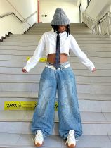 SC Graffiti-Printed Washed Loose Jeans GYLN-0052