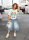 SC Plus Size Gradient Washed Denim Mid-pants GYLN-1654