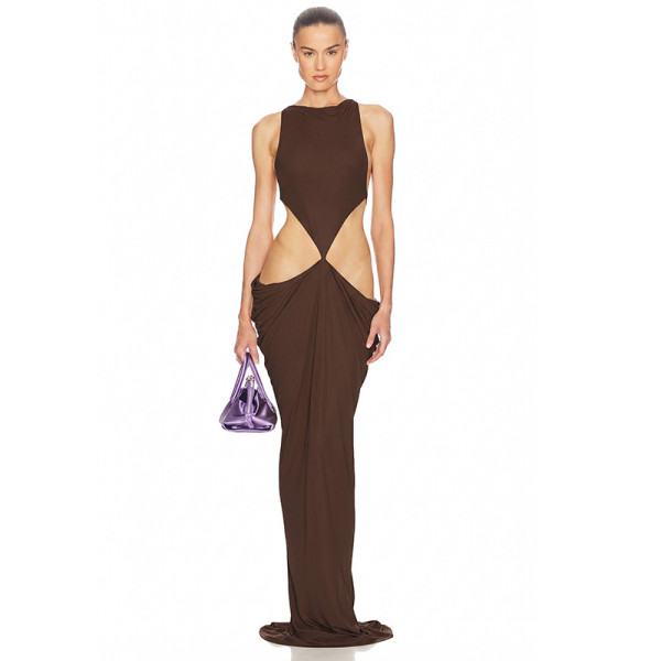 SC Sleeveless Solid Color Backless Maxi Dress GSZM-D26DS164