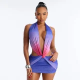 SC Print Sleeveless Backless Mini Dress GSZM-C26DS173