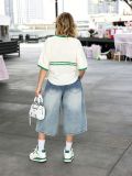 SC Plus Size Gradient Washed Denim Mid-pants GYLN-1654