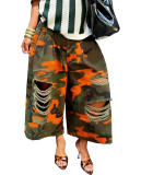 SC Camouflage Print Loose Holes Jeans ORY-5279