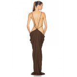 SC Sleeveless Solid Color Backless Maxi Dress GSZM-D26DS164