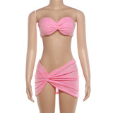 SC Sexy Wrap Chest Irregular Mini Skirts 2 Piece Set GYME-K6S06623A