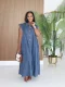 SC Single Breasted Lapel Denim Loose Maxi Dress SFY-875