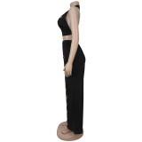 SC Solid Color Loose Wide Leg Pants 2 Piece Set GFYX-7712