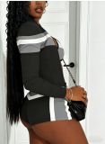 SC Color Block Coat Two Piece Shorts Set(Without Underwear) SHD-8005