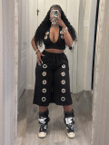 SC Halterneck Backless Vest Loose Two Piece Pants Set SFY-876