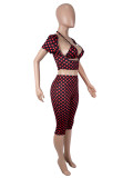SC Polka Dots Print Short Sleeve Vest Three Piece Set SHD-9988