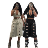 SC Halterneck Backless Vest Loose Two Piece Pants Set SFY-876