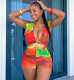 SC Print Sleeveless Deep V Neck Romper GAKF-60514