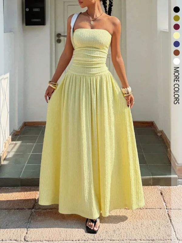 SC Solid Color Big Swing Tube Top Maxi Dress GSRX-8813