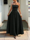 SC Solid Color Big Swing Tube Top Maxi Dress GSRX-8813