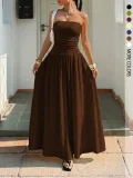 SC Solid Color Big Swing Tube Top Maxi Dress GSRX-8813