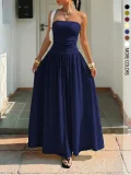 SC Solid Color Big Swing Tube Top Maxi Dress GSRX-8813