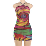 SC Halterneck Backless Print Mini Dress DLSF-K6D08853A