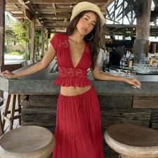 SC Loose Lace Chiffon Top Long Skirts Suit GLAG-S5C20898G