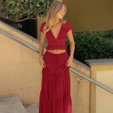 SC Loose Lace Chiffon Top Long Skirts Suit GLAG-S5C20898G
